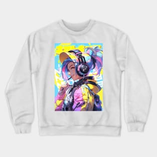 HEADPHONE GAL 3333 - NEOTOKIO3 100%ドPE / DREAM BIG | Anime Manga Kawaii Anime Girl Pop Art 3D | PROUD OTAKU Crewneck Sweatshirt